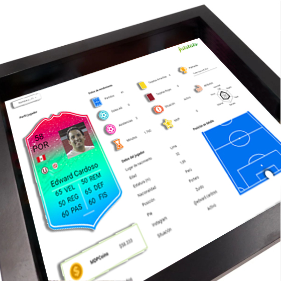 Cuadro FutStats personalizado, 30×20, vista posterior